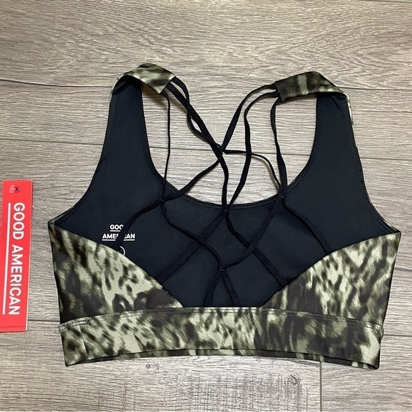 Good American Wild Night Sports Green Black Bra Women's Sz 1 (small) NWT $69. - Picture 3 of 6